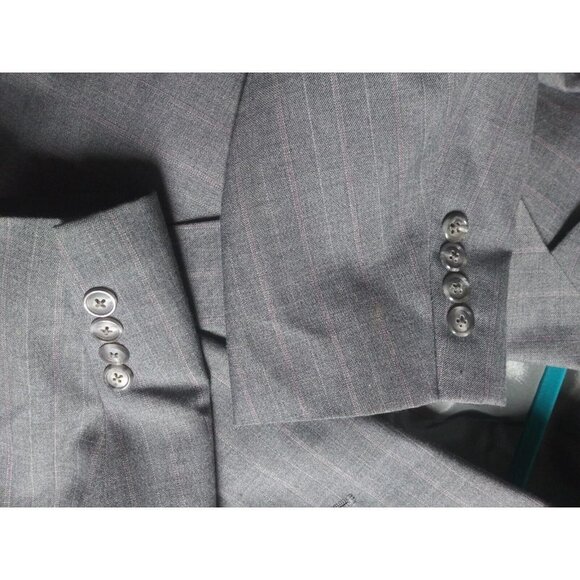 Towncraft Suit Jacket 42S worsted wool blend striped gray Blazer Sport Coat EUC - Picture 7 of 13